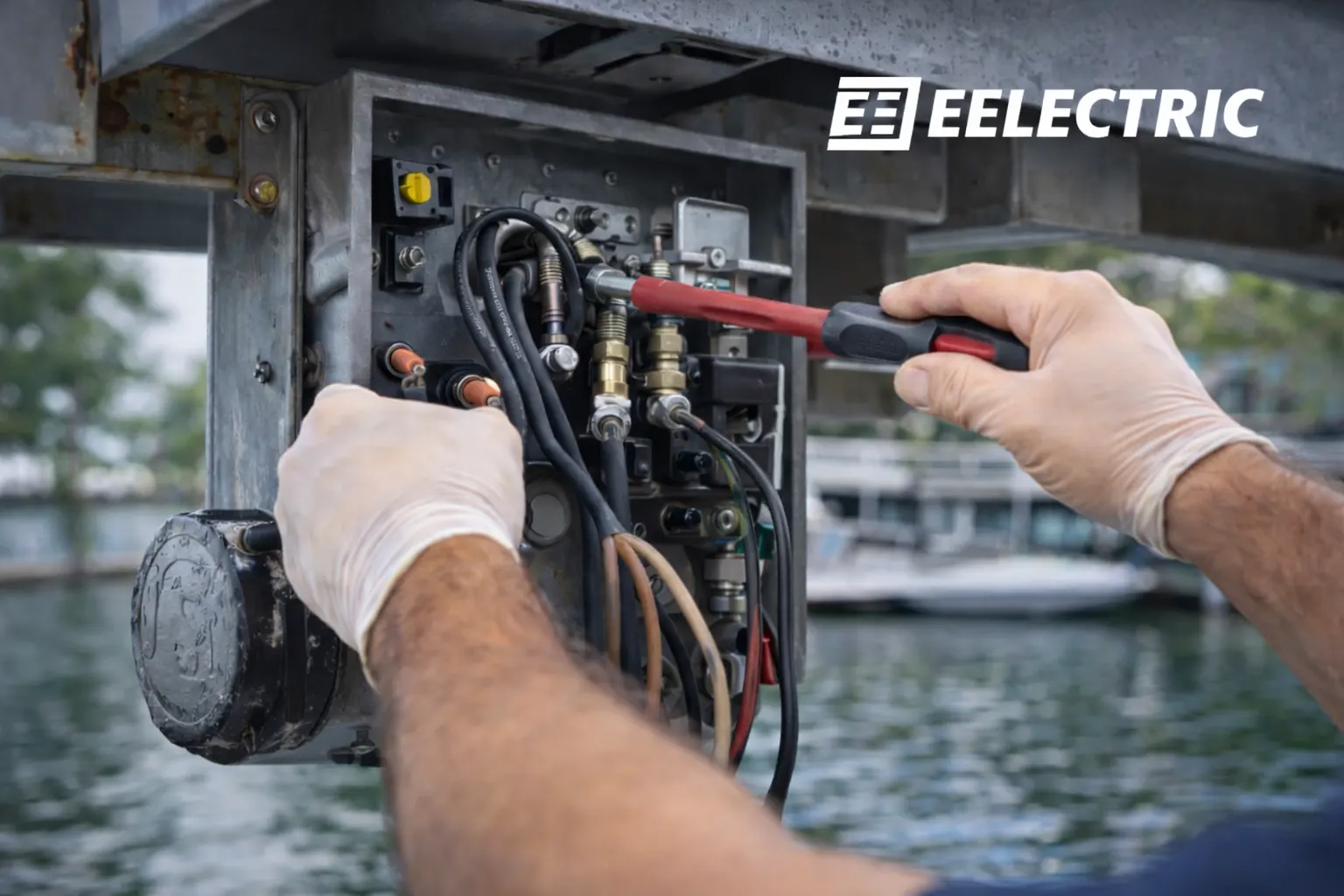 Boat lift electrical wiring project by EELECTRIC LLC